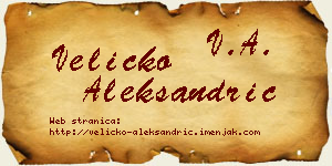 Veličko Aleksandrić vizit kartica